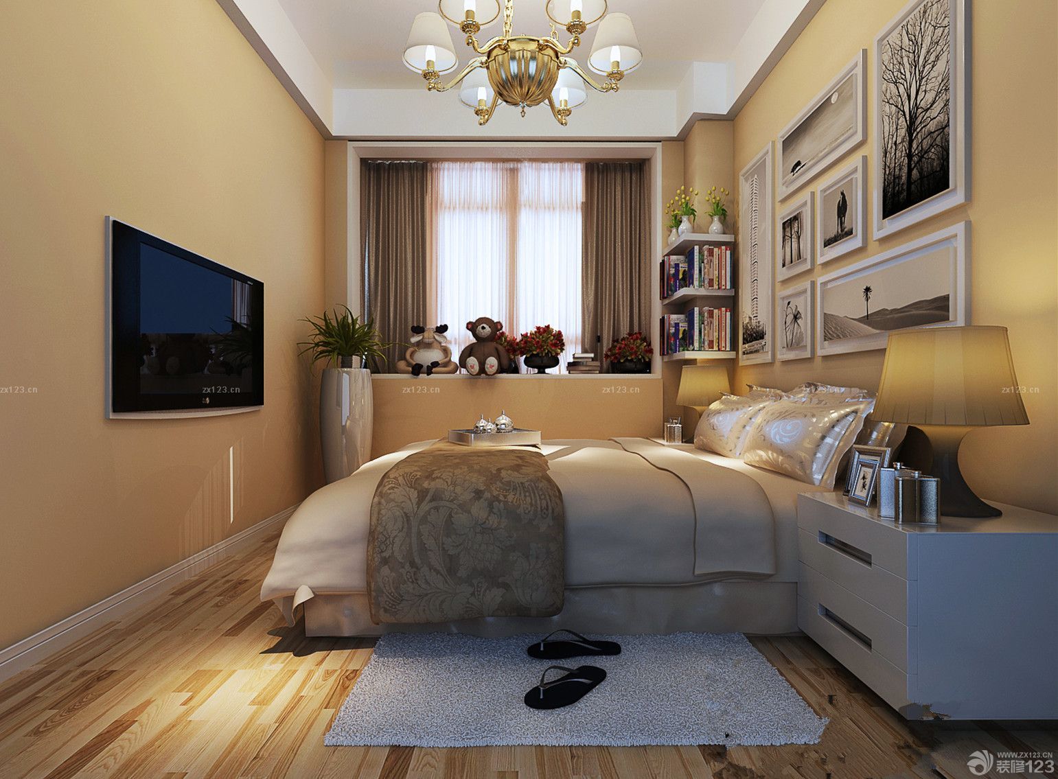 暖色调新房十平米小卧室飘窗装修效果图大全2014图片图片