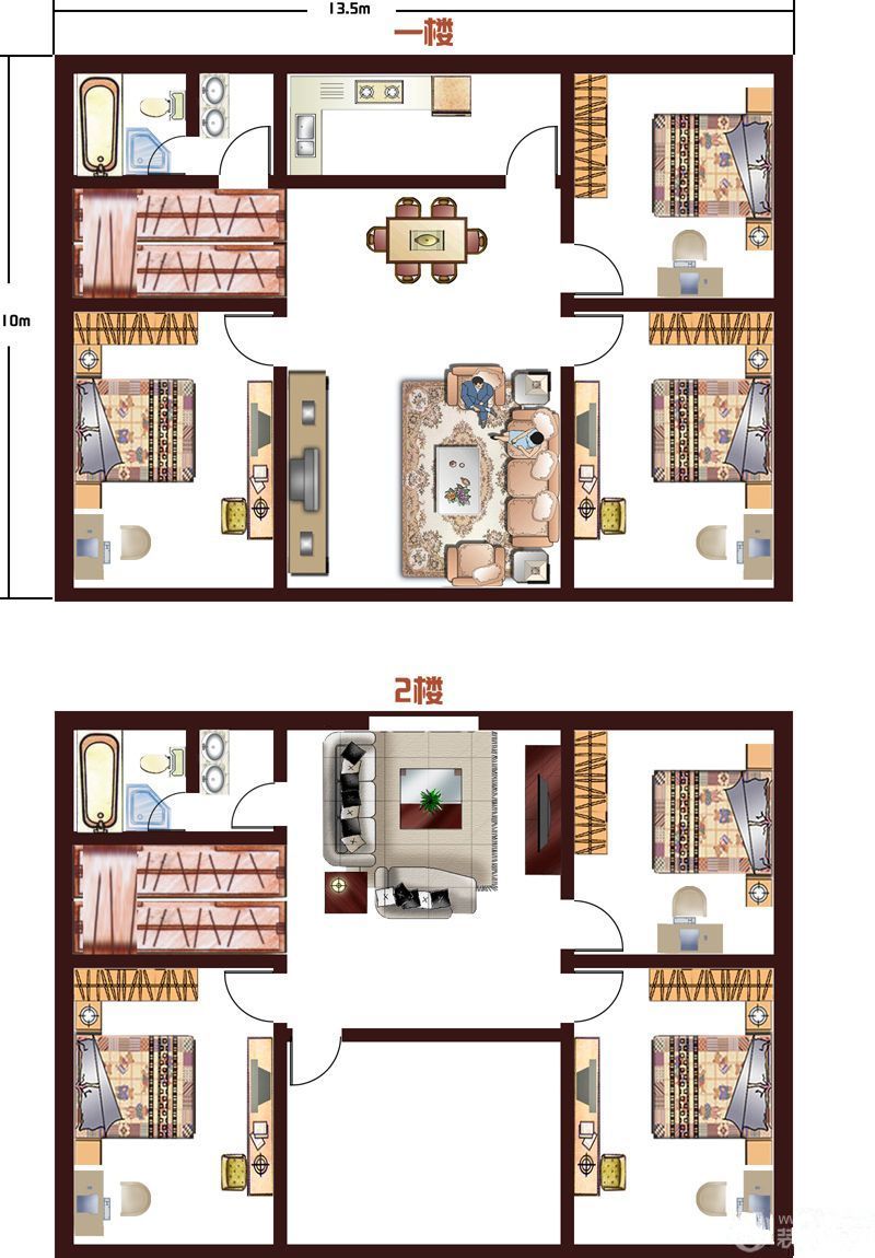 100平米复式农村自建房户型图大全