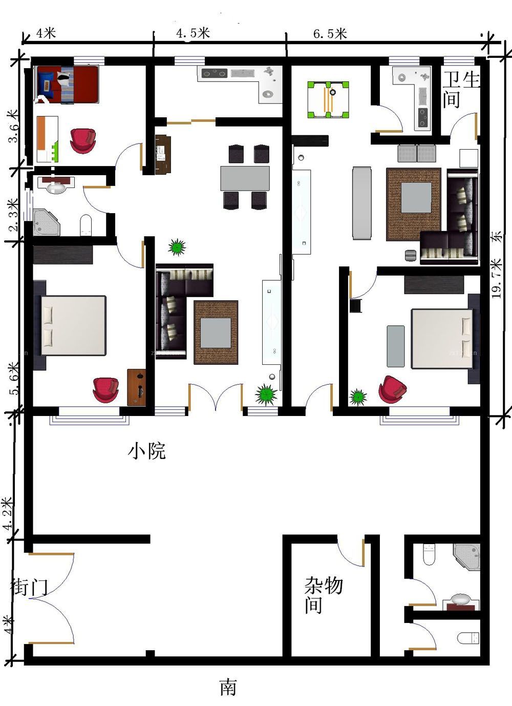农村自建平房设计图纸_装修123效果图