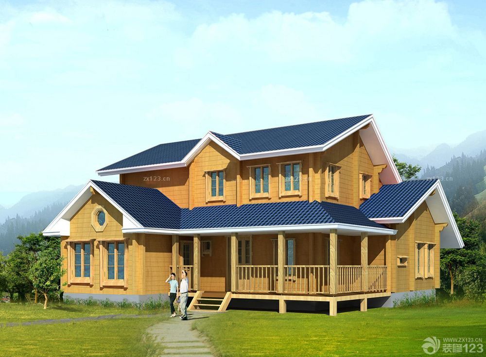 农村小型两层木屋别墅外观设计图