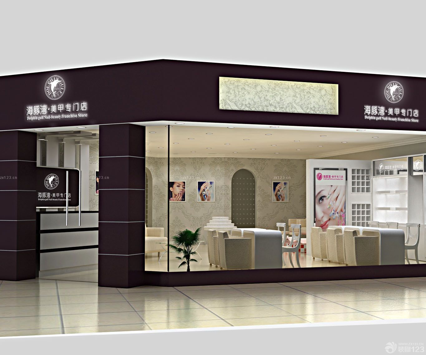 商场美甲店门头设计装修效果图片2021