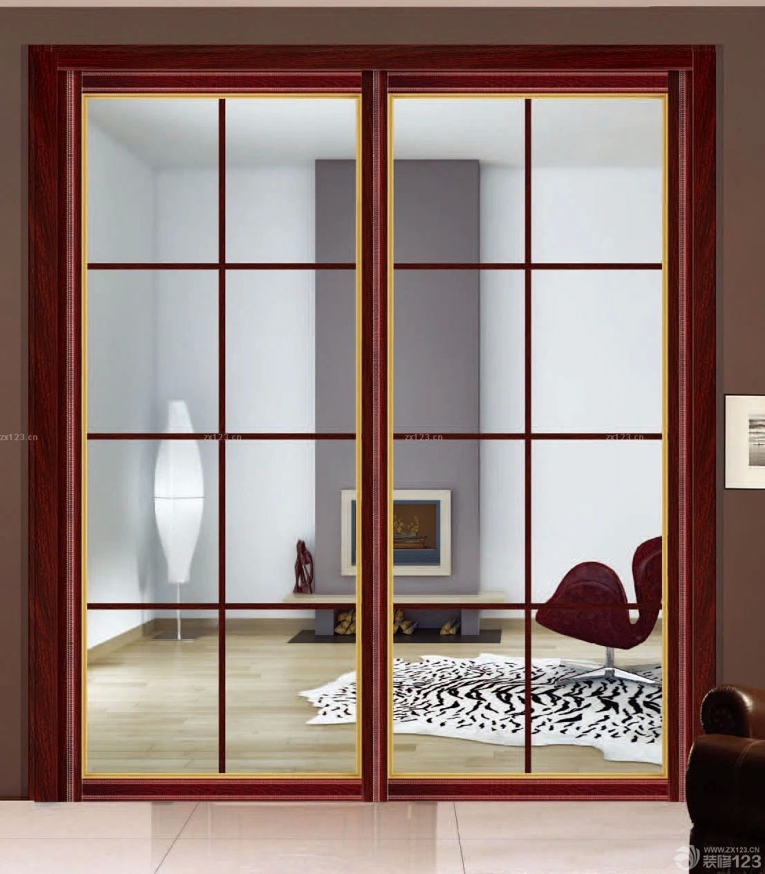 客厅隔断玻璃移动门设计装修效果图