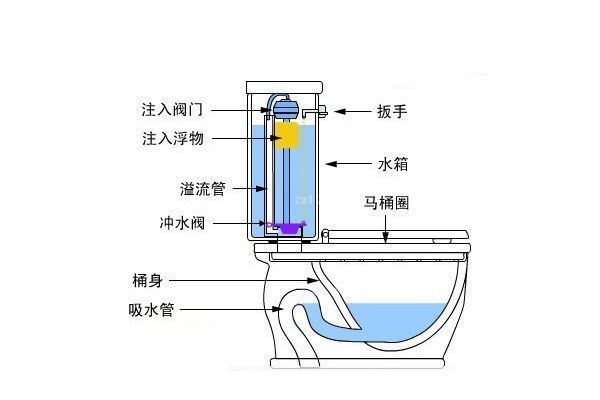 马桶水箱结构图 马桶水箱工作原理
