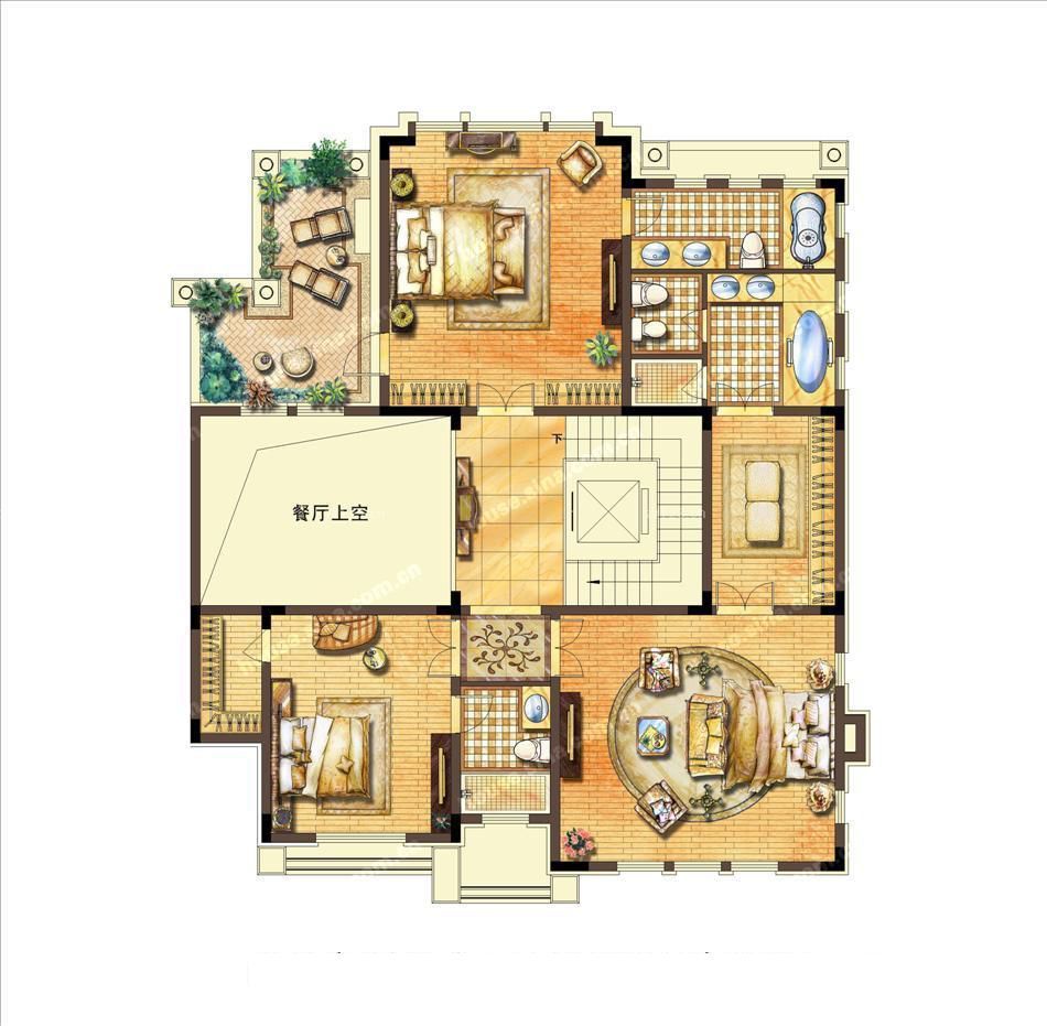 110平米花园洋房别墅户型图