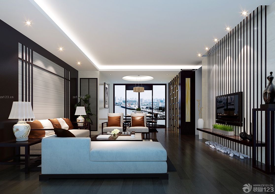 农村客厅吊顶筒灯效果图