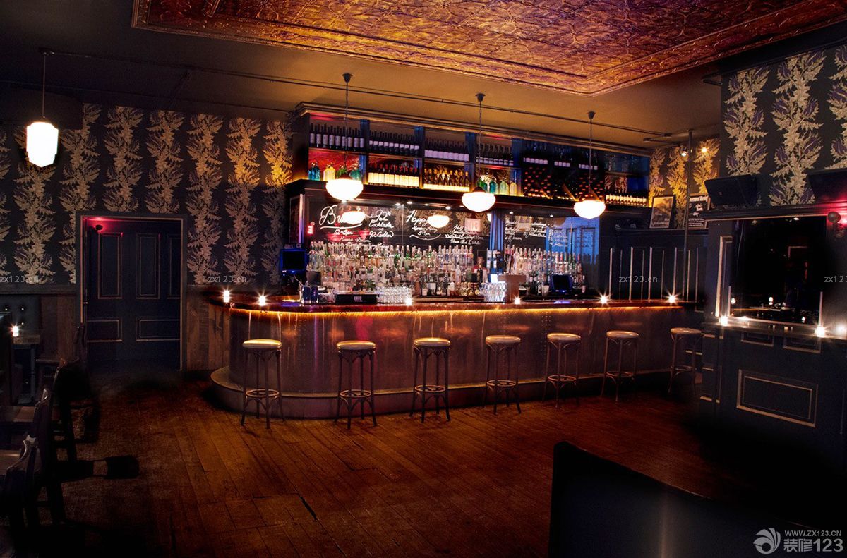 复古酒吧吧台效果图赏析_装修123效果图