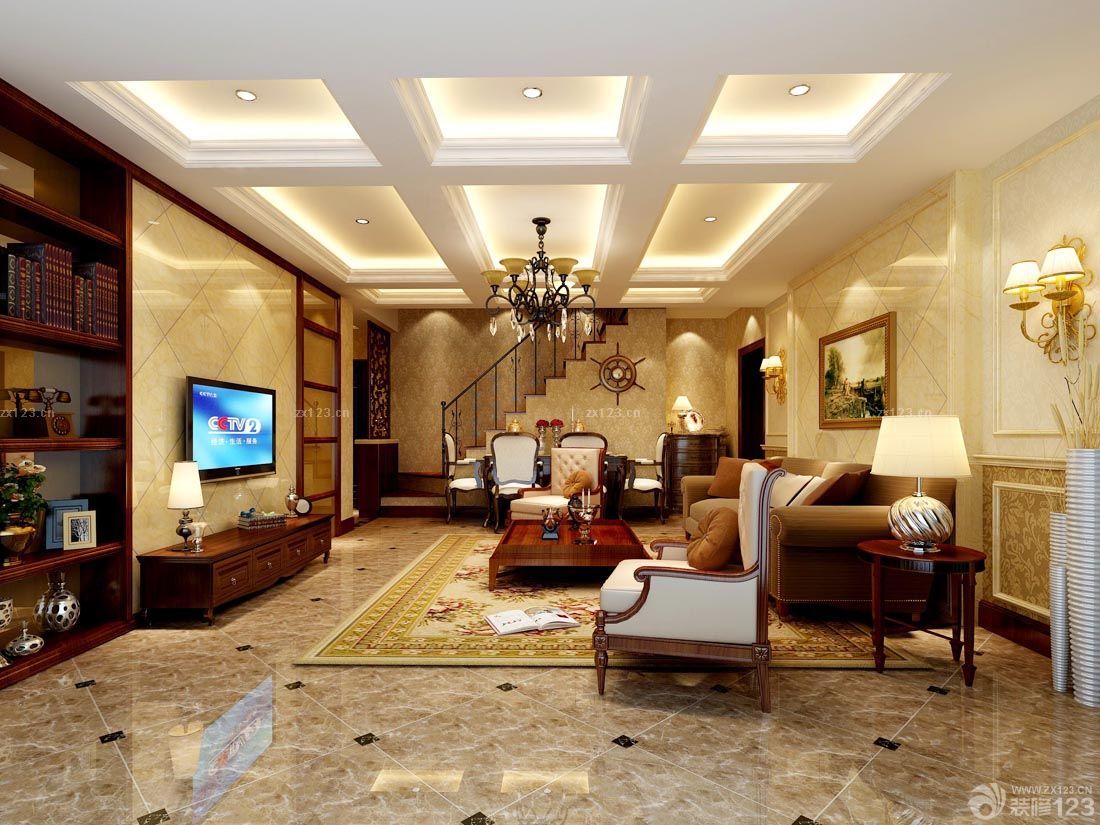 客厅整体装修石膏吊顶效果图