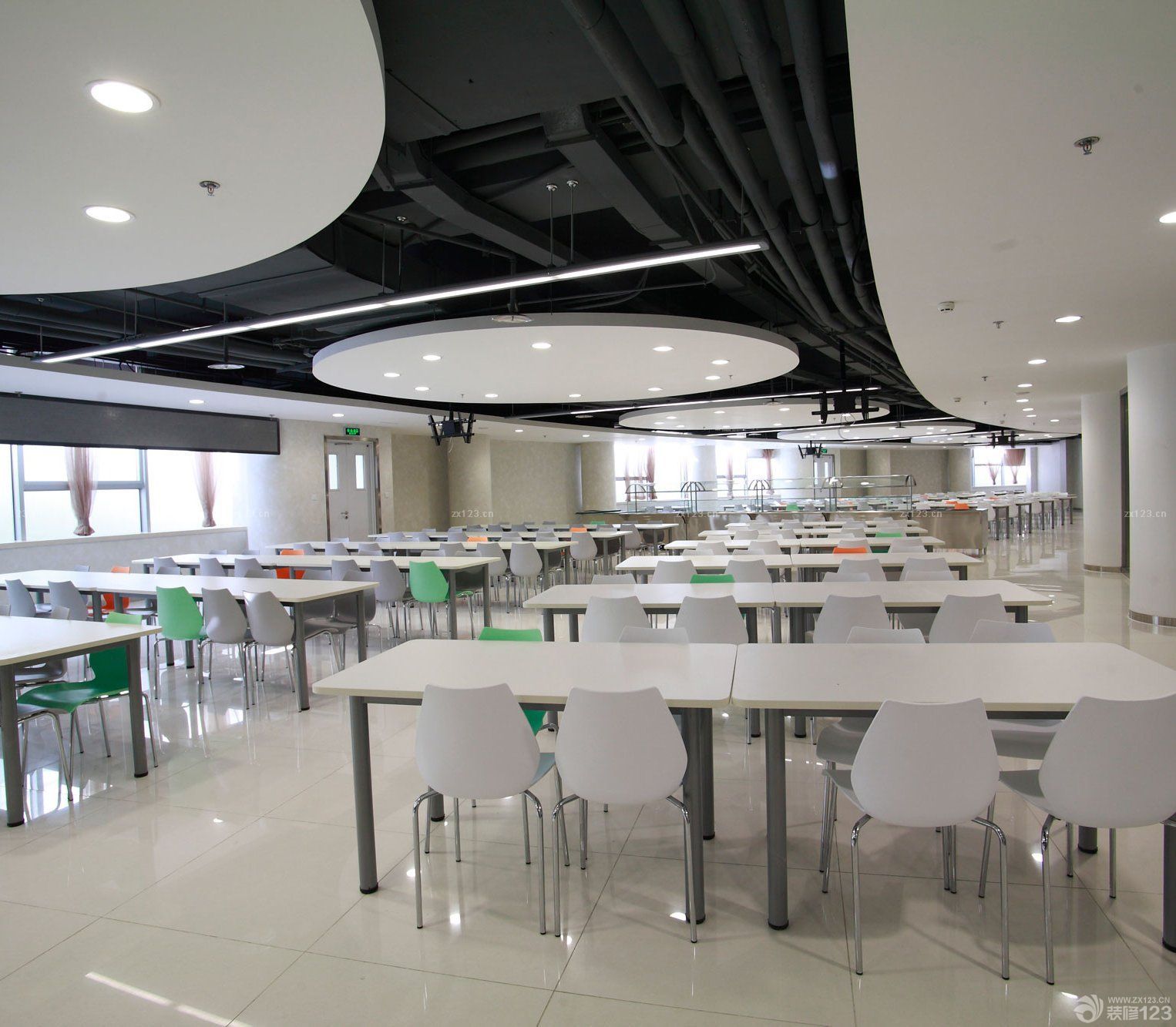 大学学校食堂吊顶造型装修效果图2021图片