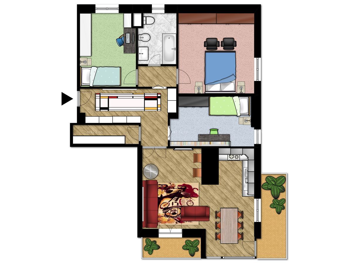 国外60平方小户型装修平面图