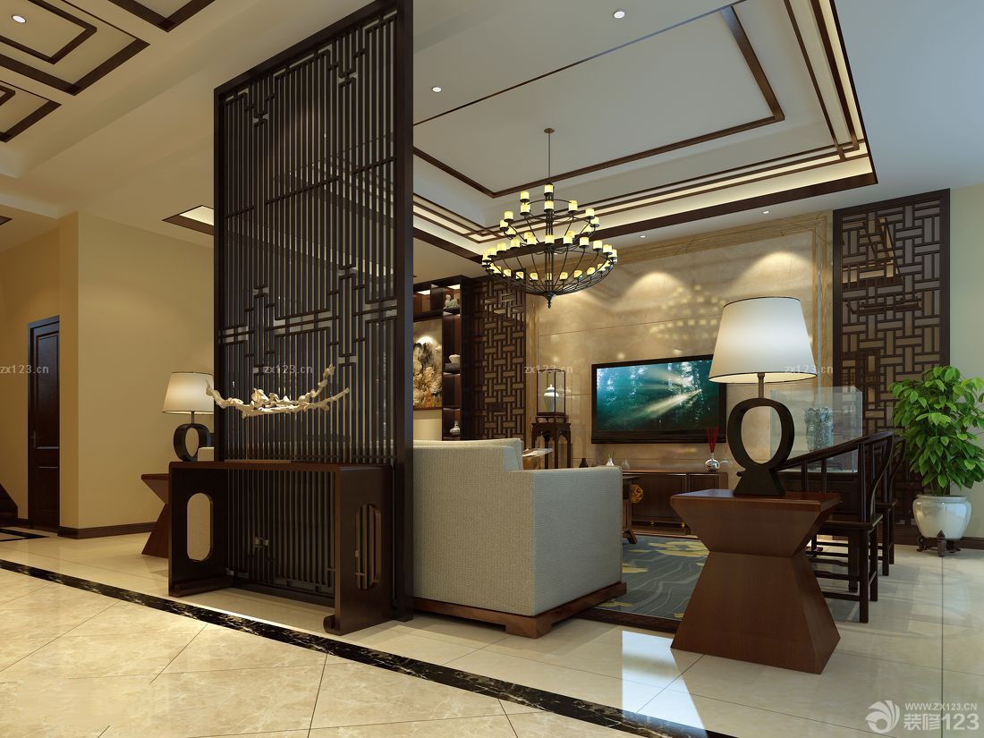 新中式家装隔断设计效果图