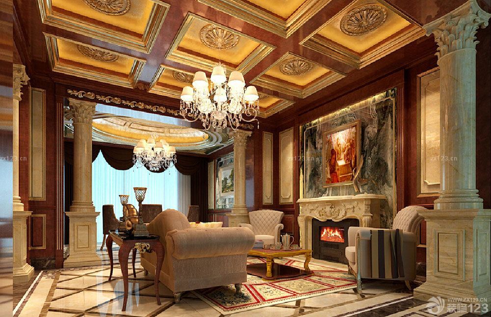 欧式复古家装客厅窗帘装修效果图