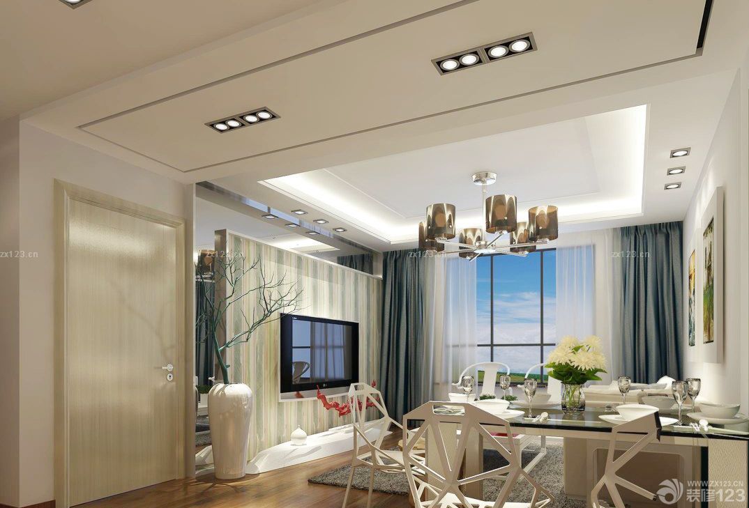 简约时尚风格装修客厅天花吊顶效果图片